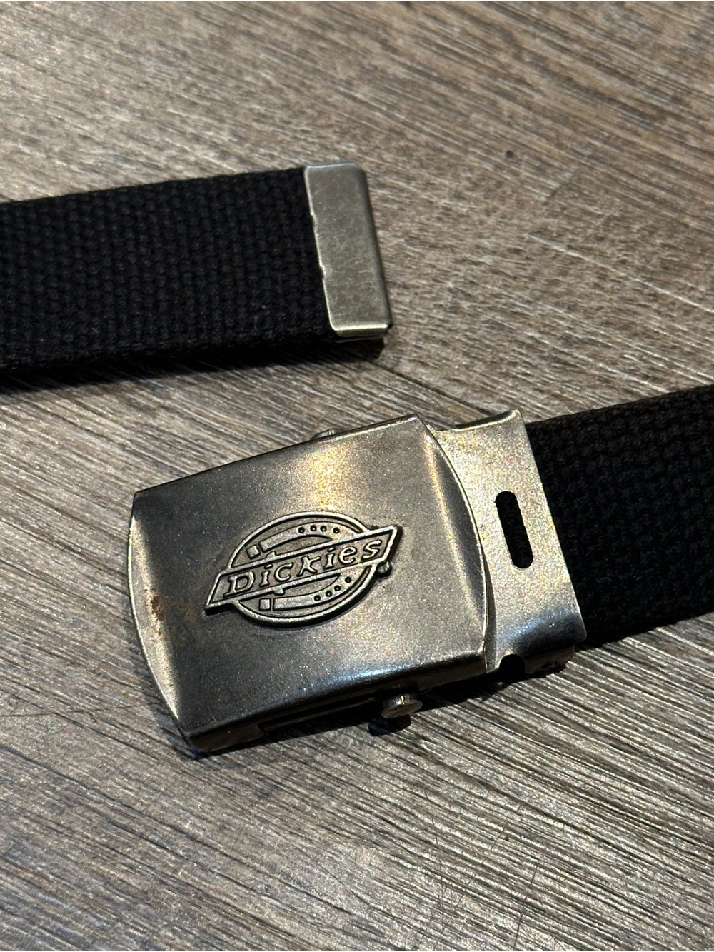 Dickies Black Cotton Web Silver Belt Fully Adjustable with Military Buckle